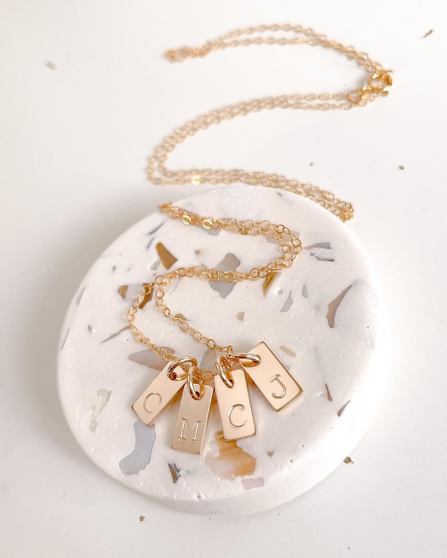 Chain Necklace 14kgf Necklace Three Rings Enamel Bead Station 